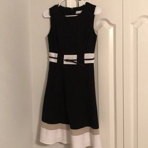 Calvin Klein Black/White/Tan dress
